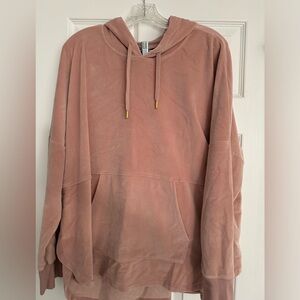 Donna Karan velour hoodie, pink, extra large, excellent condition.